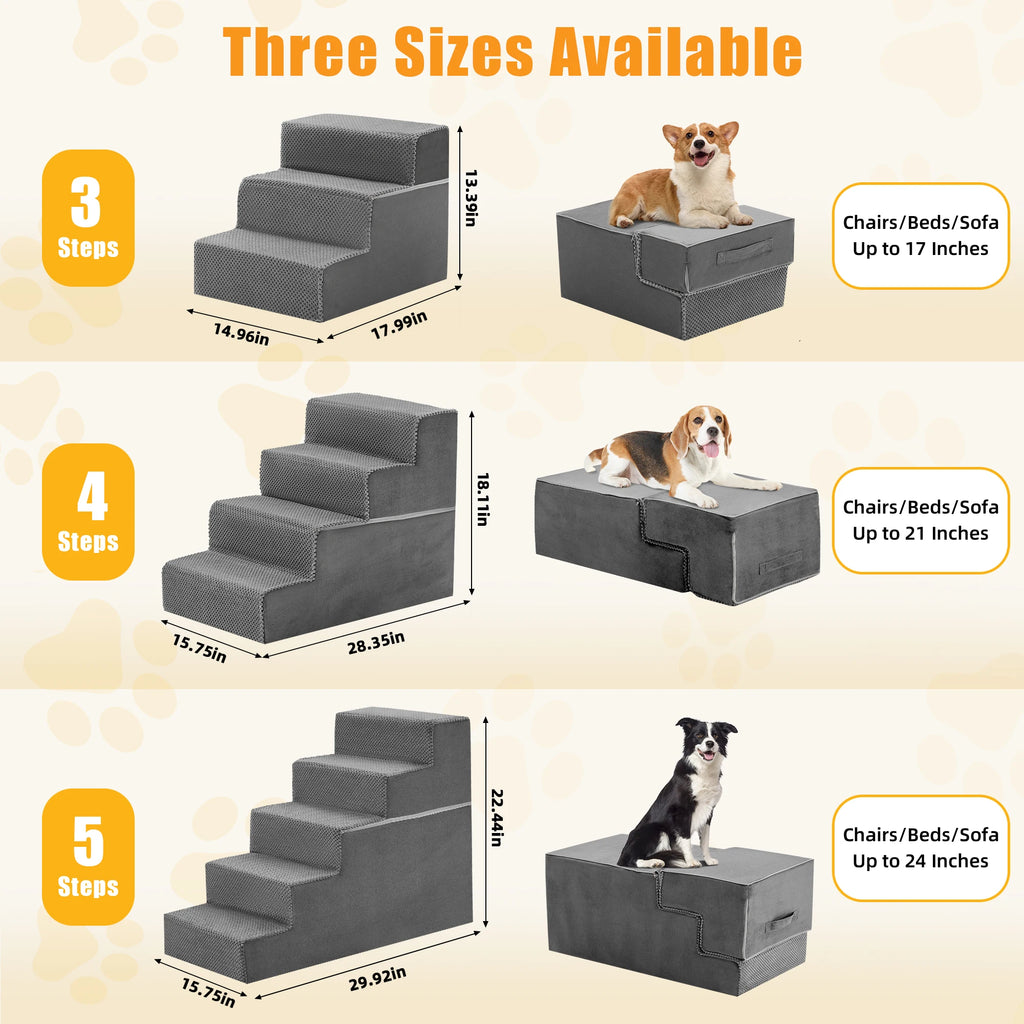 3-5 Step Right Angled Foam Dog Stairs Ramp for Small Dogs Climbing Ladder Indoor Non-Slip Pet Ladder Ramp Stairs For Home