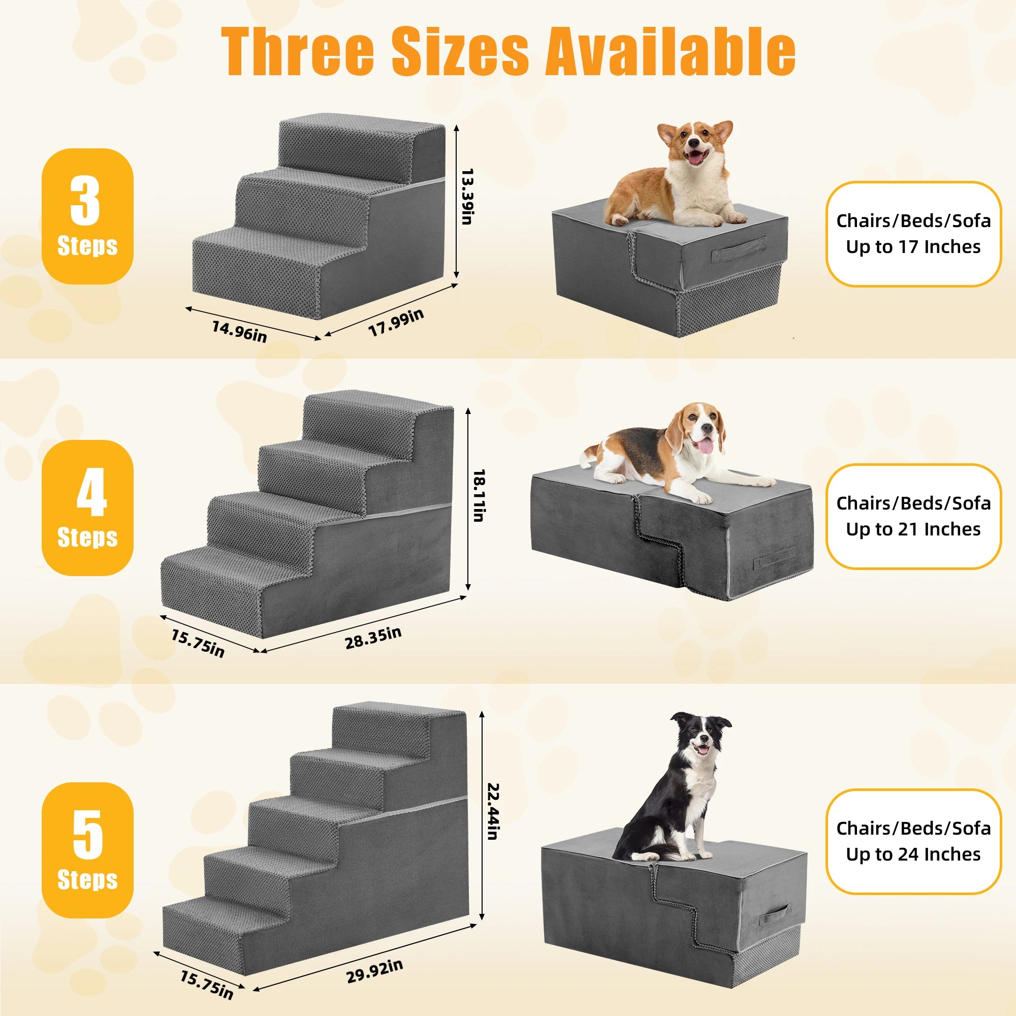 3-5 Step Right Angled Foam Dog Stairs Ramp for Small Dogs Climbing Ladder Indoor Non-Slip Pet Ladder Ramp Stairs For Home