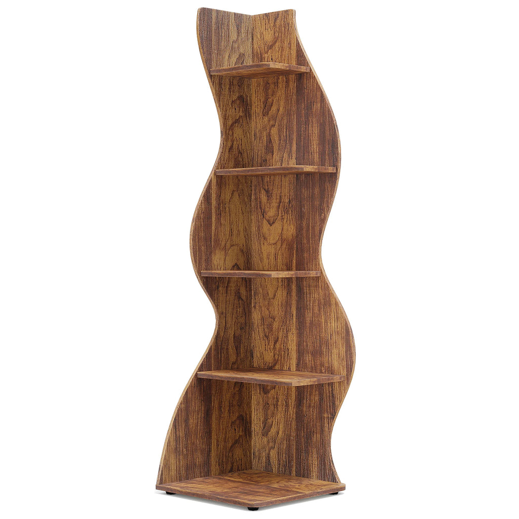 Corner Shelf, Modern 5-Tier Wall Corner Bookshelf, Stylish Corner Small Bookcase Storage Rack Plant Stand