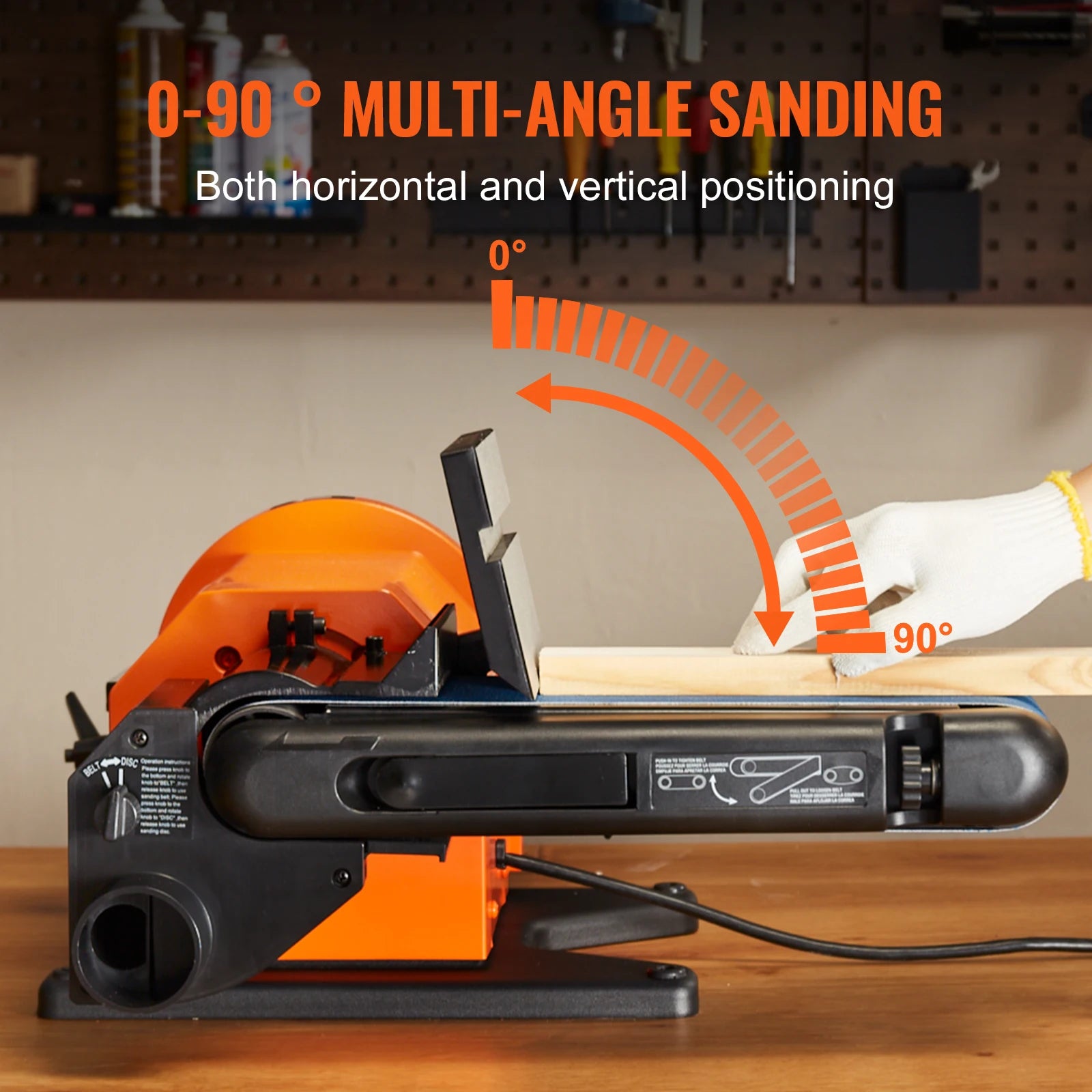 Belt Disc Sander Combo with 5A/4.3A/2.5A Induction Motor Sanding Machine Woodworking Deburring Grinder Combo Bench