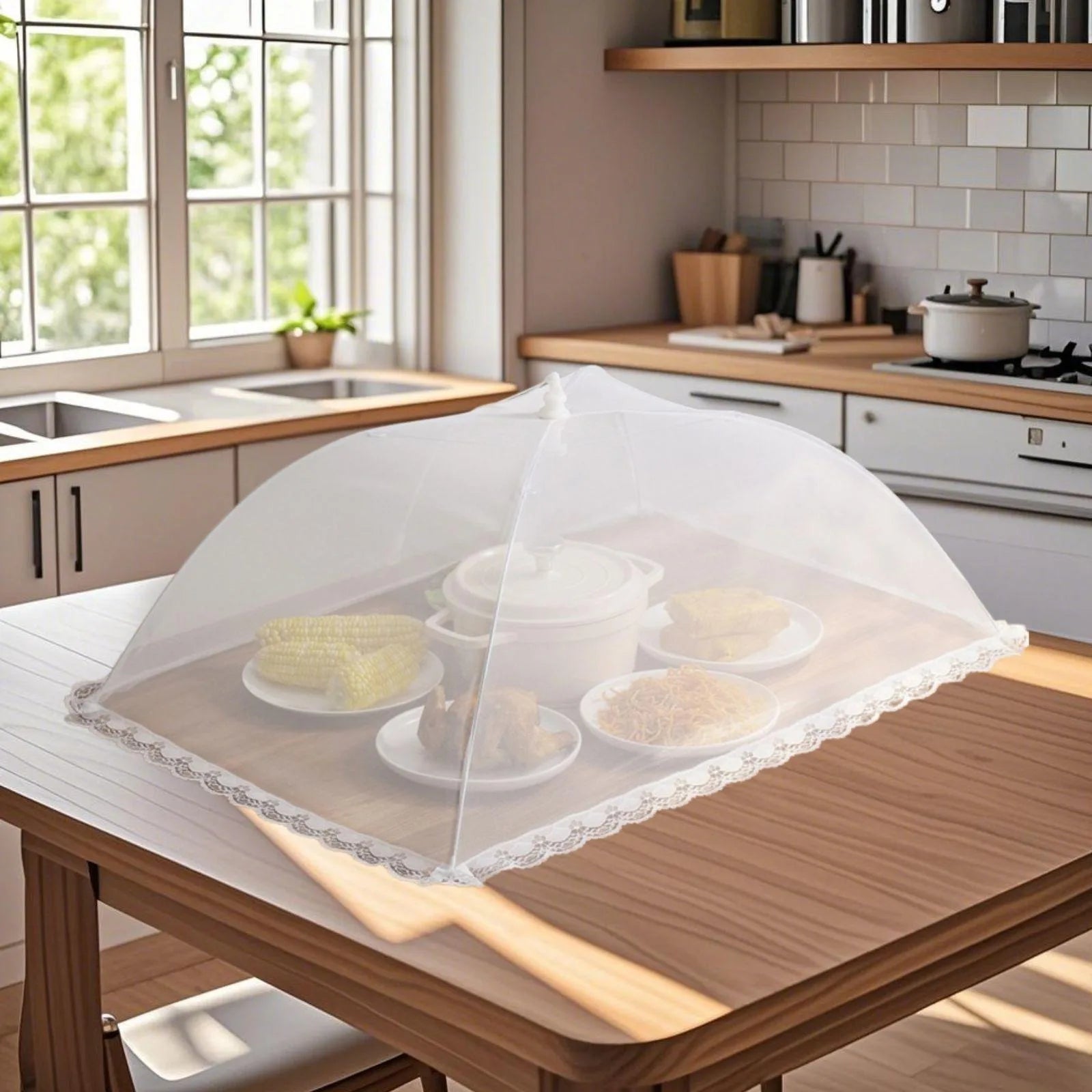 1Pack Mesh Food Covers, Large and Tall Encrypted Plate Serving Tents Reusable Collapsible Umbrella for Outdoors, Parties, Picnics, BBQ