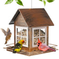 Outdoor Bird Feeder, Large Capacity Hanging Bird Feeder for Wild Birds, Attracts Chickadees Hummingbirds Goldfinches Cardinals Finches Sparrows, Rustic Metal Decorative Birdfeeder, Gift for Bird Lovers Women Men, Mother'S Day