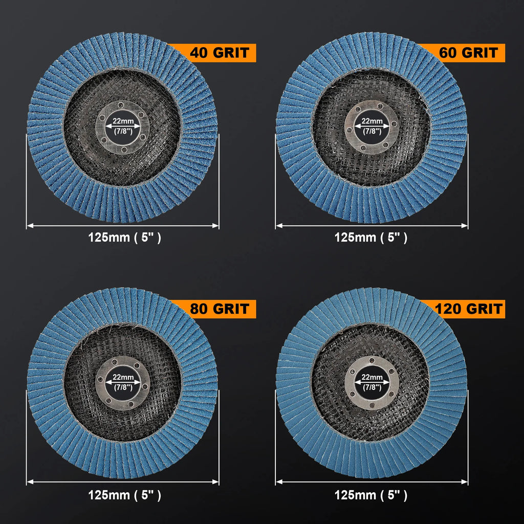 5pcs 5inch Flap Discs 125mm Grinding Discs Angle Grinder Sanding Discs for Metal