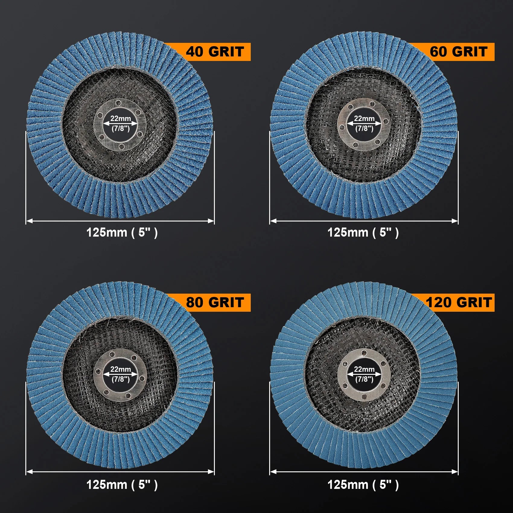 5pcs 5inch Flap Discs 125mm Grinding Discs Angle Grinder Sanding Discs for Metal
