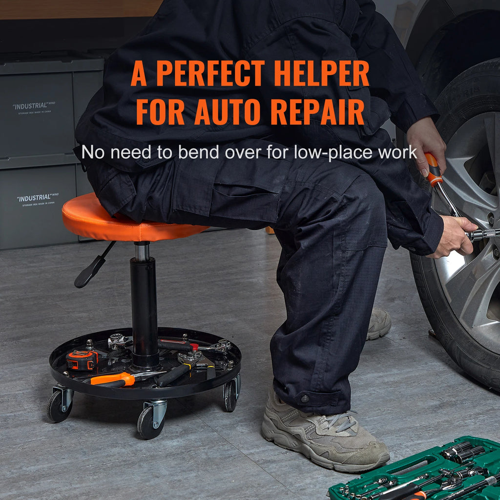 Mechanic Stool 250 LBS Rolling Pneumatic Creeper Garage/Shop Seat Padded Rolling Workshop Stool for Garage Auto Repair