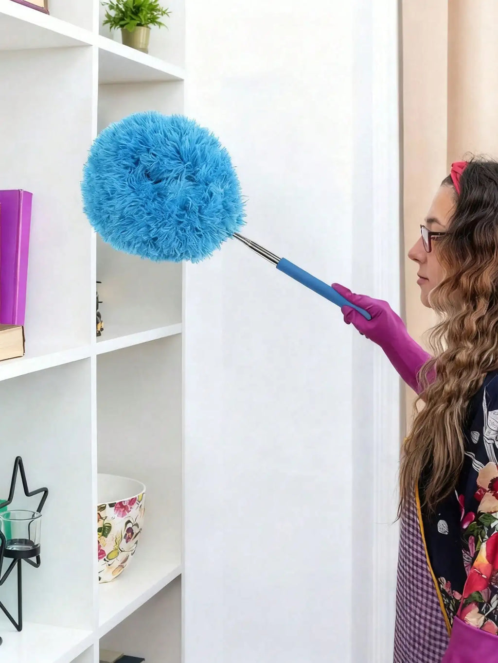 Extendable Microfiber Ceiling Fan Duster, Adjustable Length 13 To 31.5 Inches, Washable, Suitable For High Ceilings, Furniture And Car Cleaning, Multi-Functional Duster, Easy To Clean Household Items
