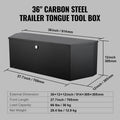 Trailer Tongue Box, Aluminum Alloy Diamond Plate Tongue Box Tool Chest, Heavy Duty Trailer Box Storage for Pickup Truck