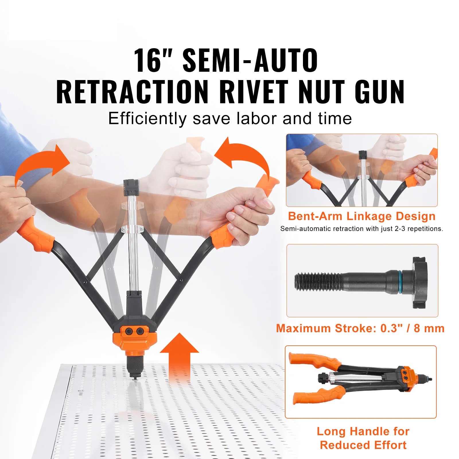 14" 16" Rivet Nut Tool Rivnut Tool Kit with Metric and SAE Mandrels 70PCS/186PCS Rivet Nuts With Rugged Carrying Case