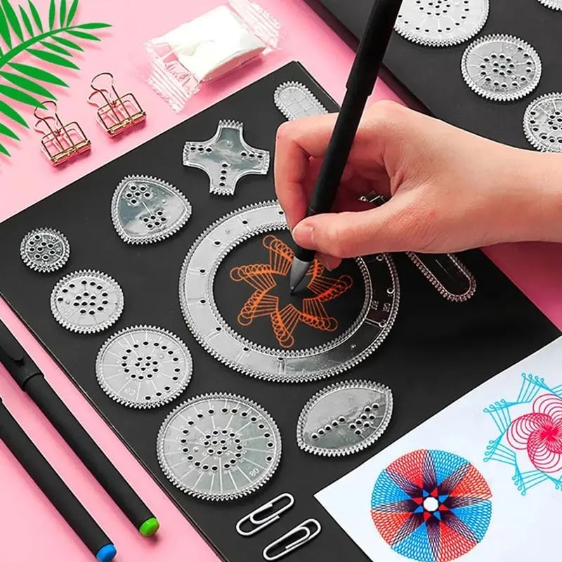 10-33pcs Spirograph Art and Craft Kit – Rainbow Magic Scratch Paper Set for Kids Educational Drawing Toys