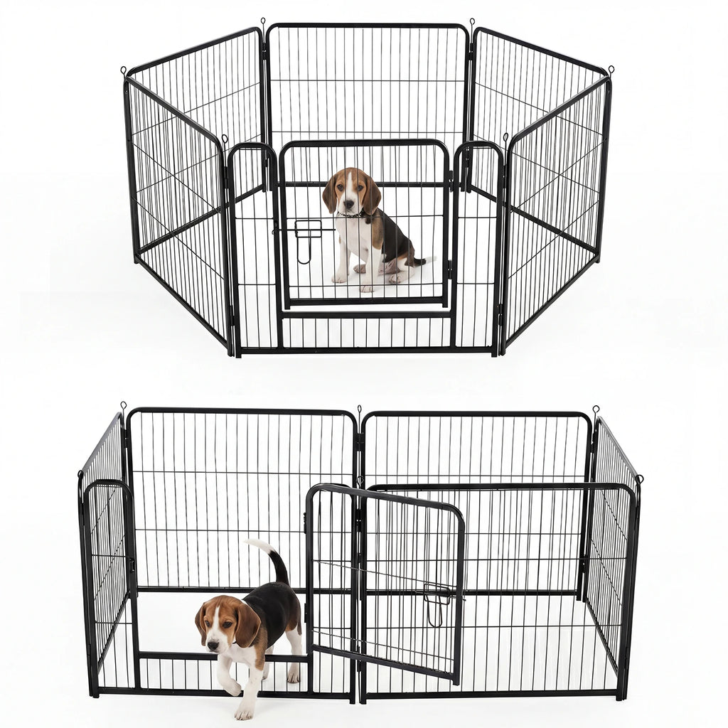 6 Panels Metal Dog Playpen Pet Fence 24 Inch to 40 Inch Foldable Large Dog Puppy Exercise for Yard Gate Camping Outdoor