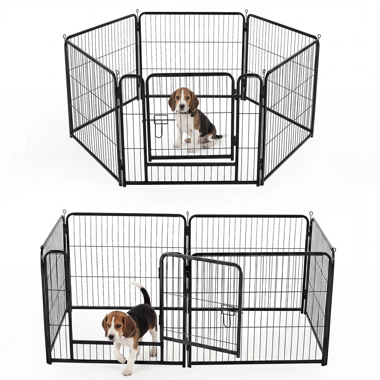 6 Panels Metal Dog Playpen Pet Fence 24 Inch to 40 Inch Foldable Large Dog Puppy Exercise for Yard Gate Camping Outdoor