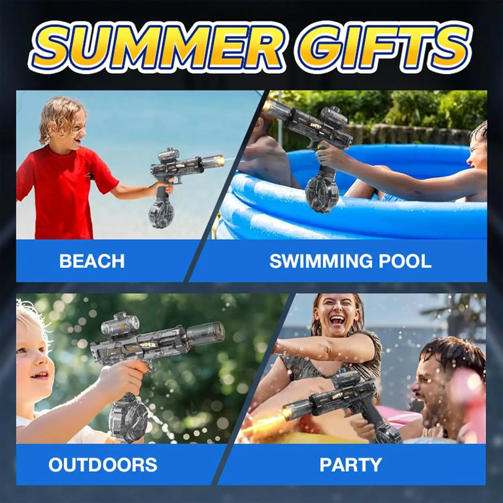 Automatic Electric Water Gun with 26FT Range, High Capacity for Pool Party and Outdoor Fun