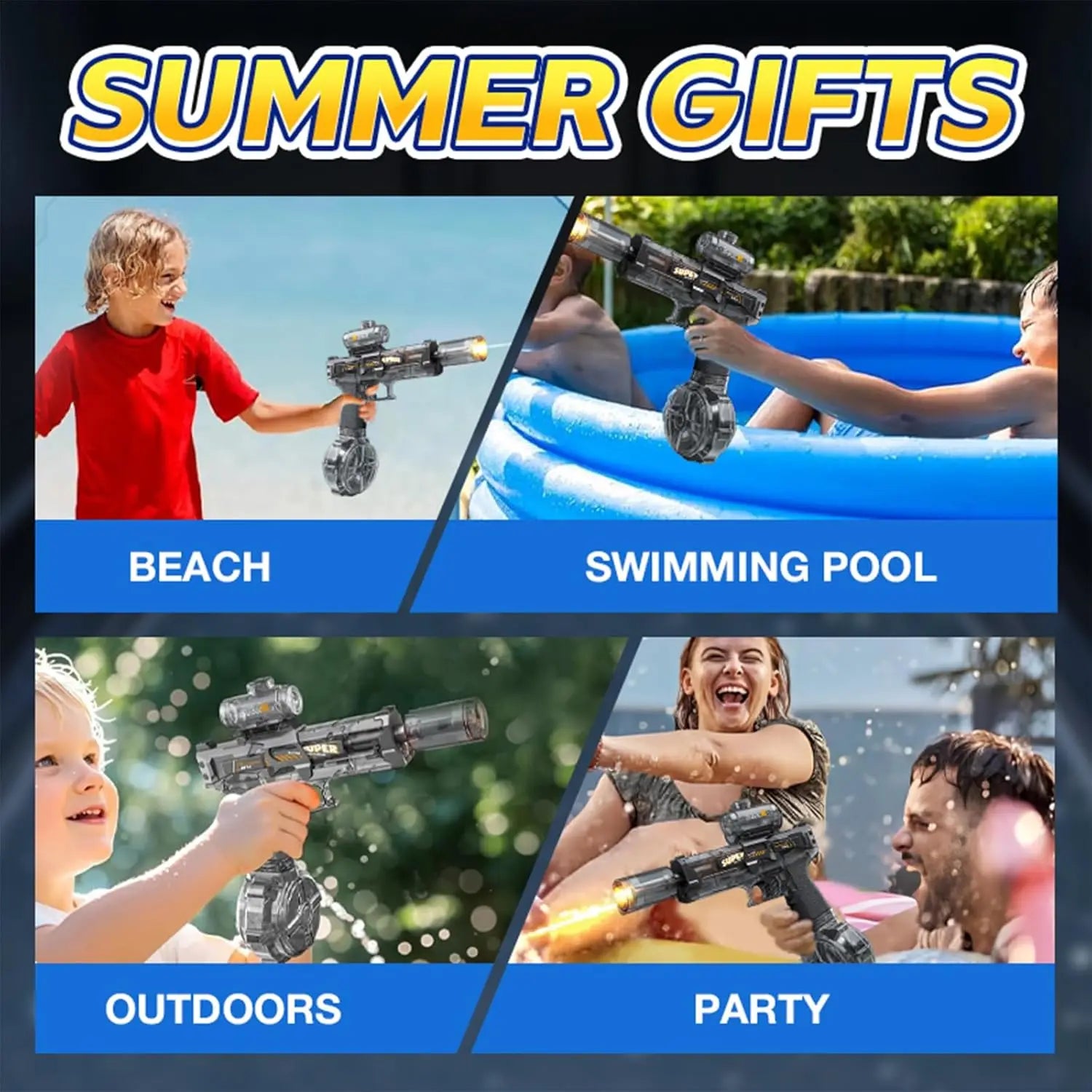 Automatic Electric Water Gun with 26FT Range, High Capacity for Pool Party and Outdoor Fun