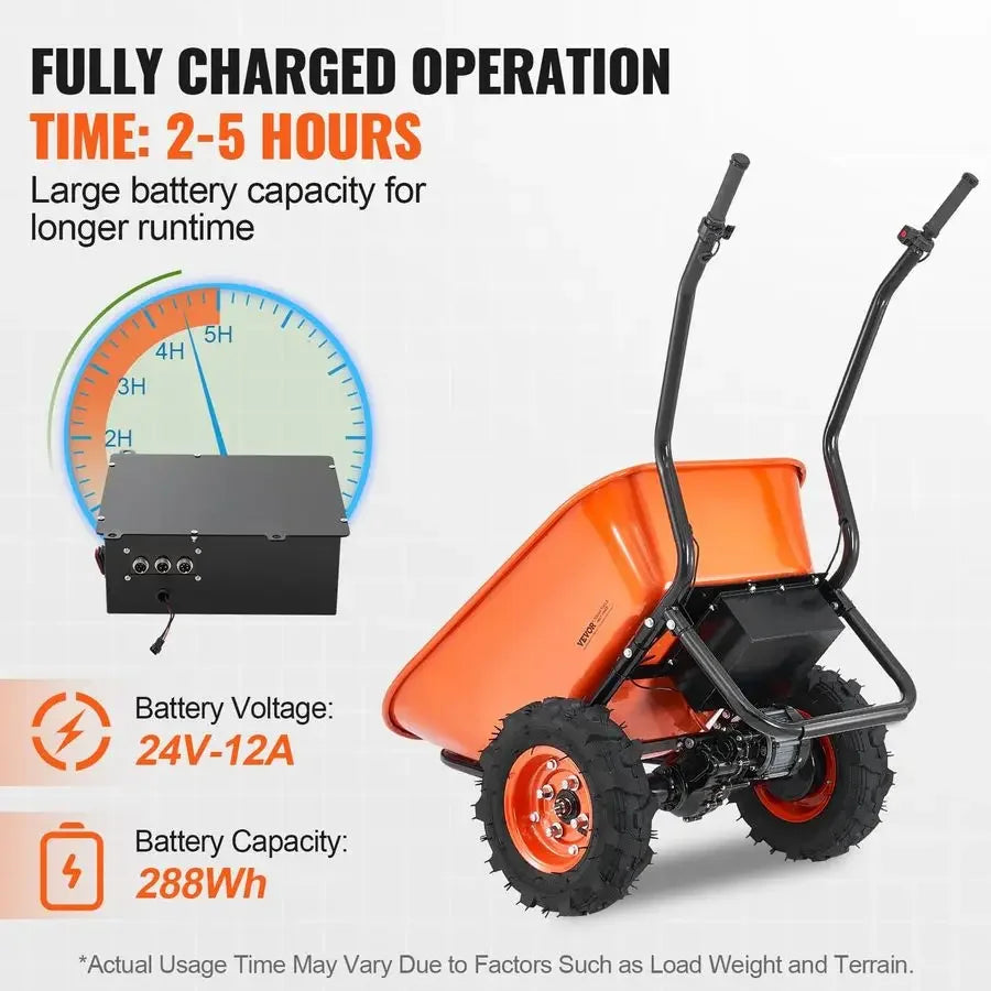 Electric Wheelbarrow Cart, 500W Powered Utility Garden Wagon Dump Cart, 4.5 Cu. Ft