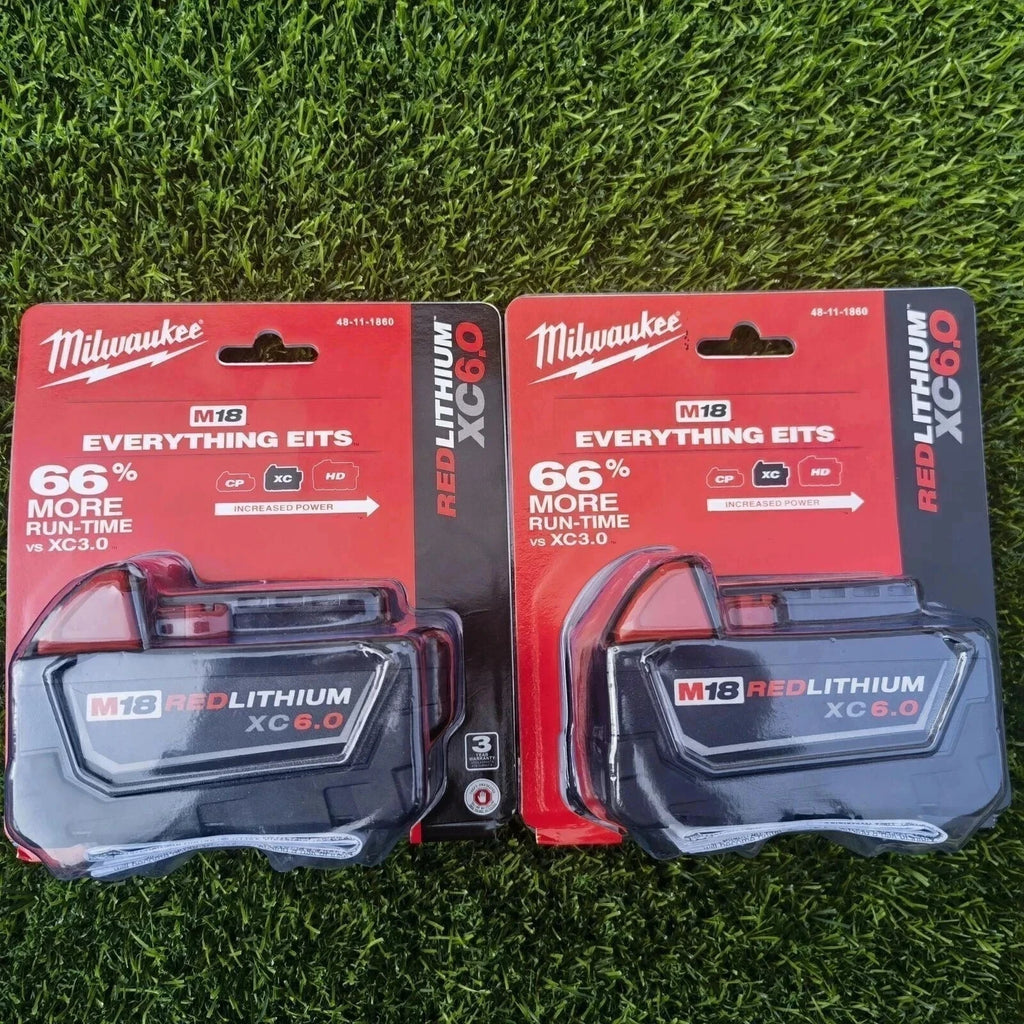 100% original 2 PCS 18V Milwaukee brand 48-11-1860 6.0 AH Batteries M18 XC18 48-11-1860 New In Pack portable tools