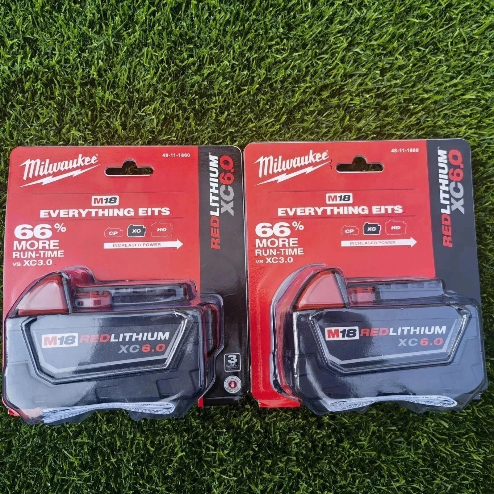 100% original 2 PCS 18V Milwaukee brand 48-11-1860 6.0 AH Batteries M18 XC18 48-11-1860 New In Pack portable tools