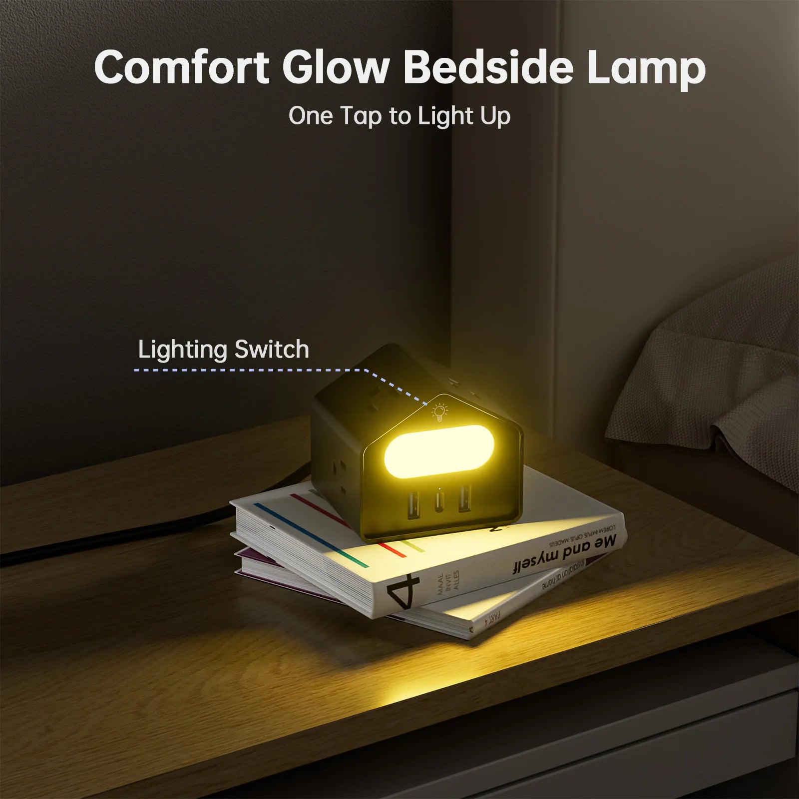 US-standard mini socket with PD18W fast charging, new and creative socket design, 2-meter extension cord, suitable for office,