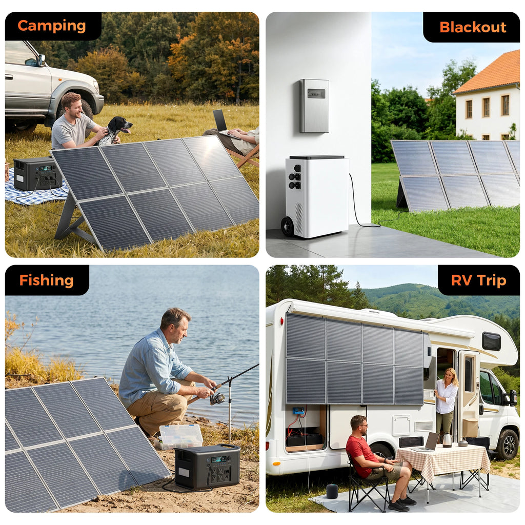 400W 200W 100W Portable Solar Panel, Foldable Solar Power System for Solar Generator, Camping, RV Travel, 23% High Effic