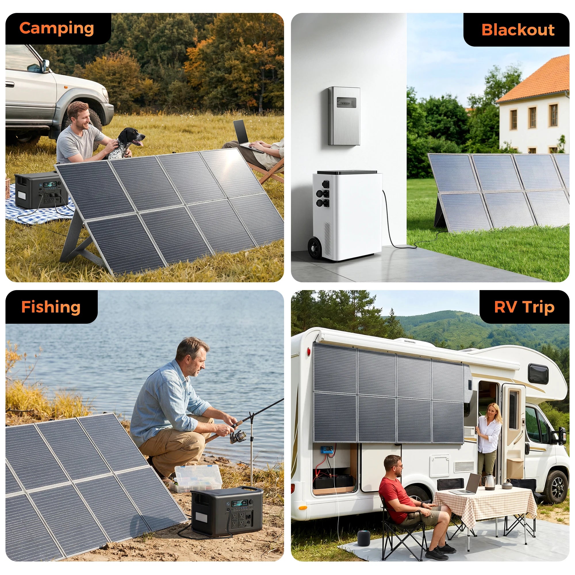 400W 200W 100W Portable Solar Panel, Foldable Solar Power System for Solar Generator, Camping, RV Travel, 23% High Effic