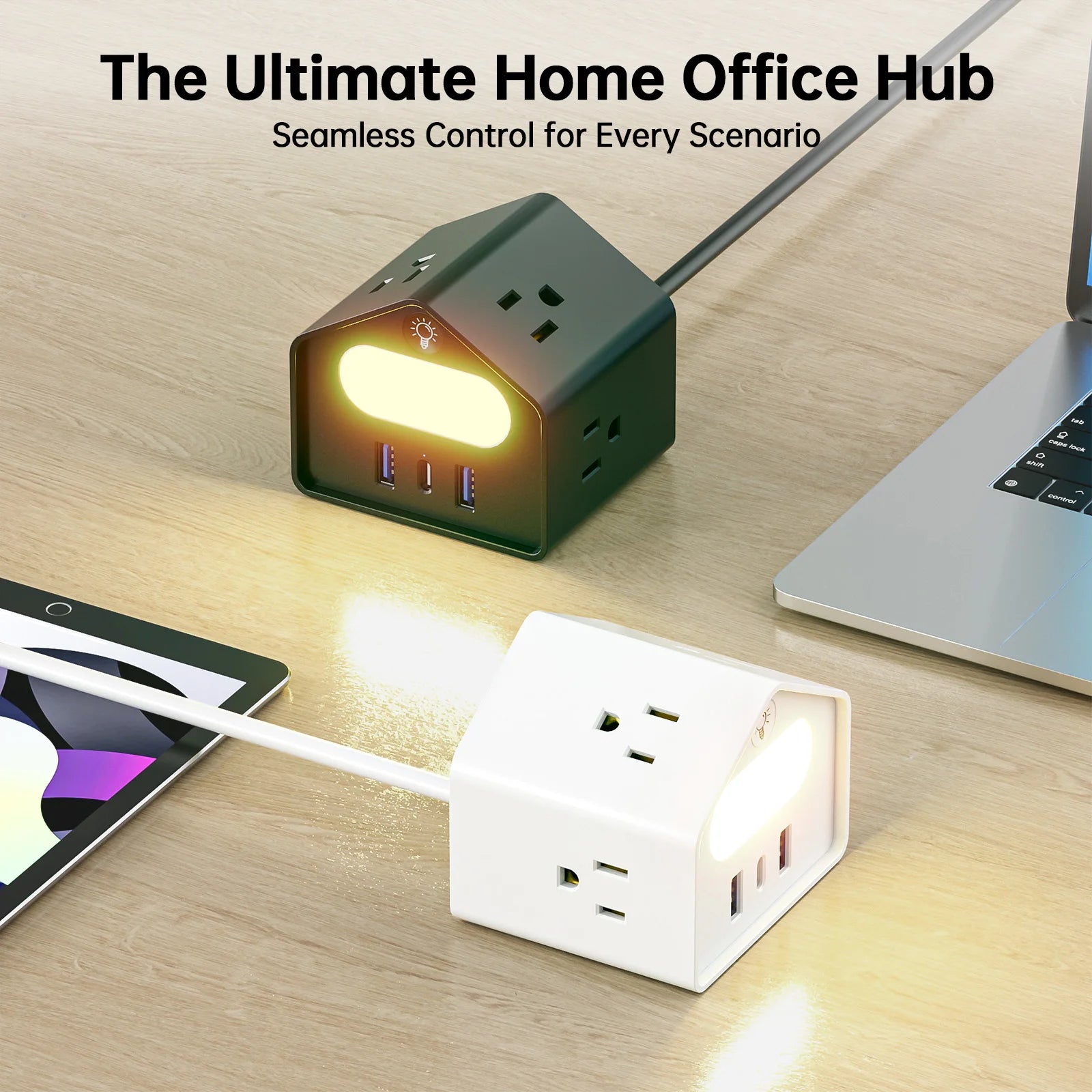 US-standard mini socket with PD18W fast charging, new and creative socket design, 2-meter extension cord, suitable for office,