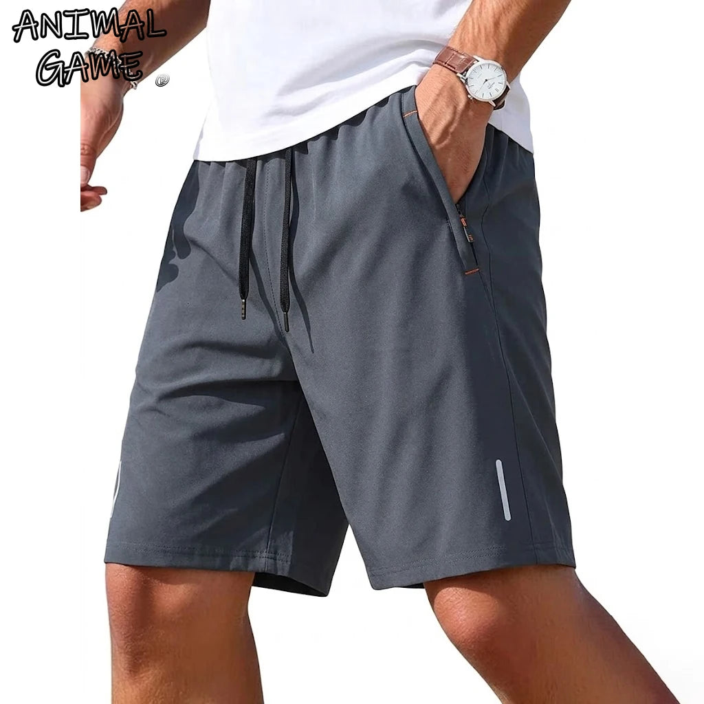 Beach Mens Quick Dry Short Pants Summer Athletic Trousers Pocket Gym Man Casual Zipper Hiking Shorts Man Plus Size Baggy Pants