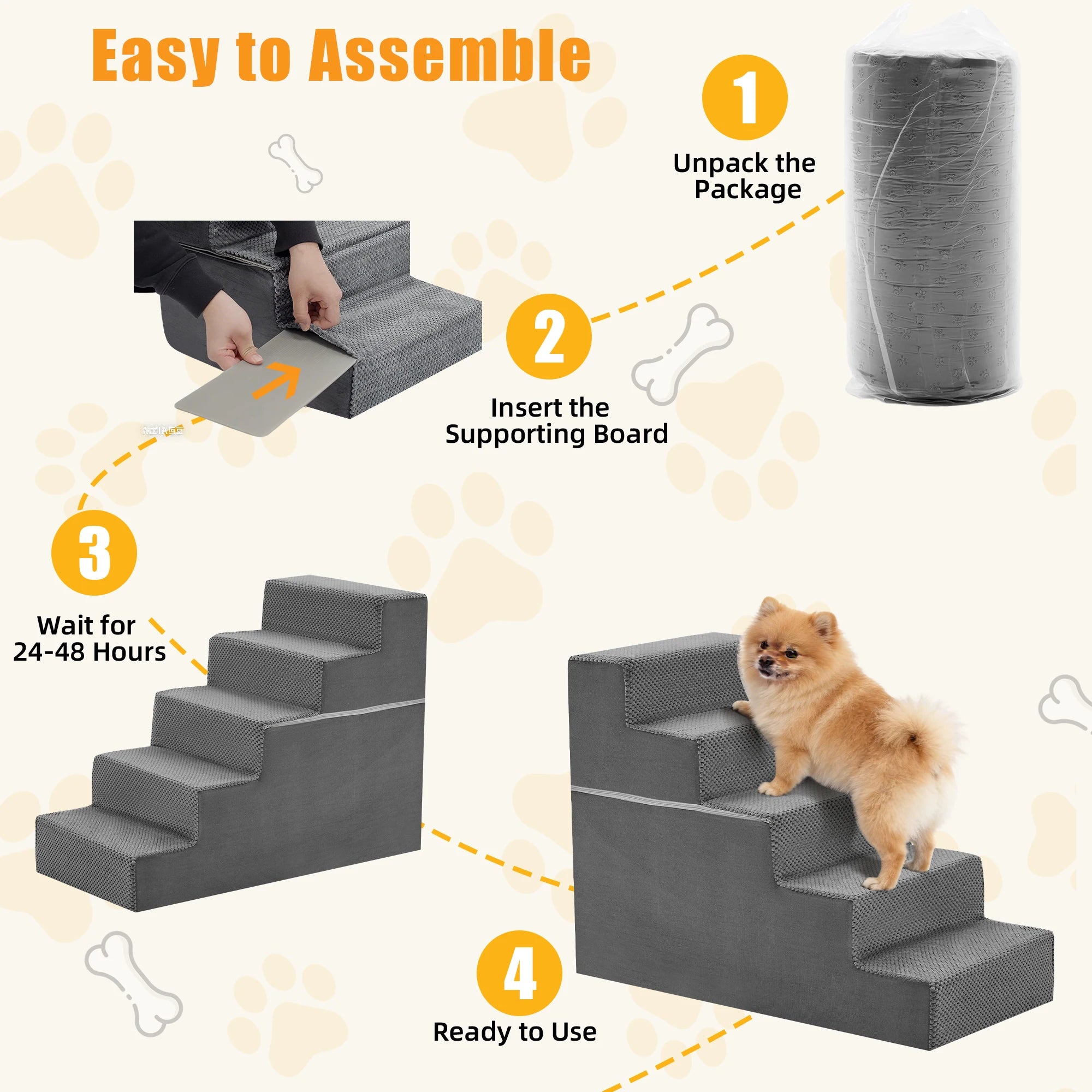 3-5 Step Right Angled Foam Dog Stairs Ramp for Small Dogs Climbing Ladder Indoor Non-Slip Pet Ladder Ramp Stairs For Home