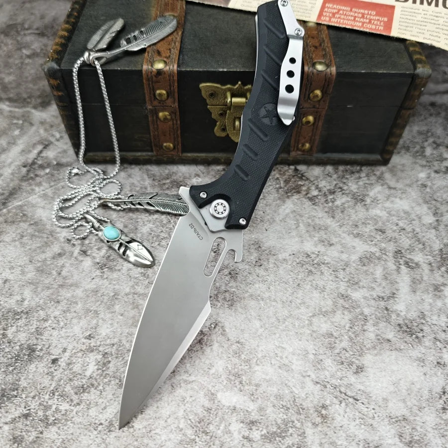 Heavy-duty Folding Knife HOKC D2 Blade G10 Handle Multi-functional Cutting Knife for Survival Emergencies and Daily Use