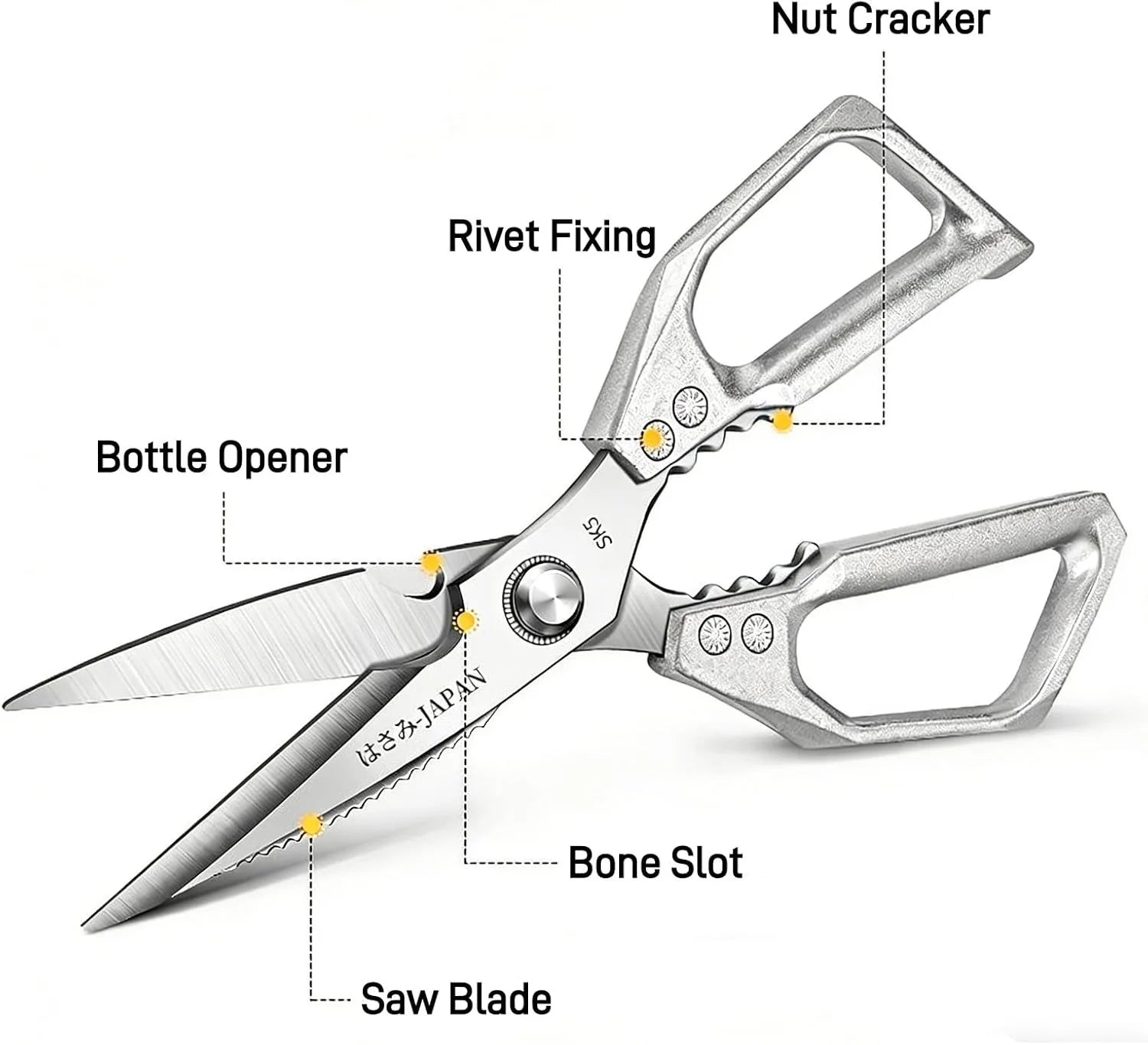 Professional Kitchen Shears Food-Grade SK5 Stainless Steel