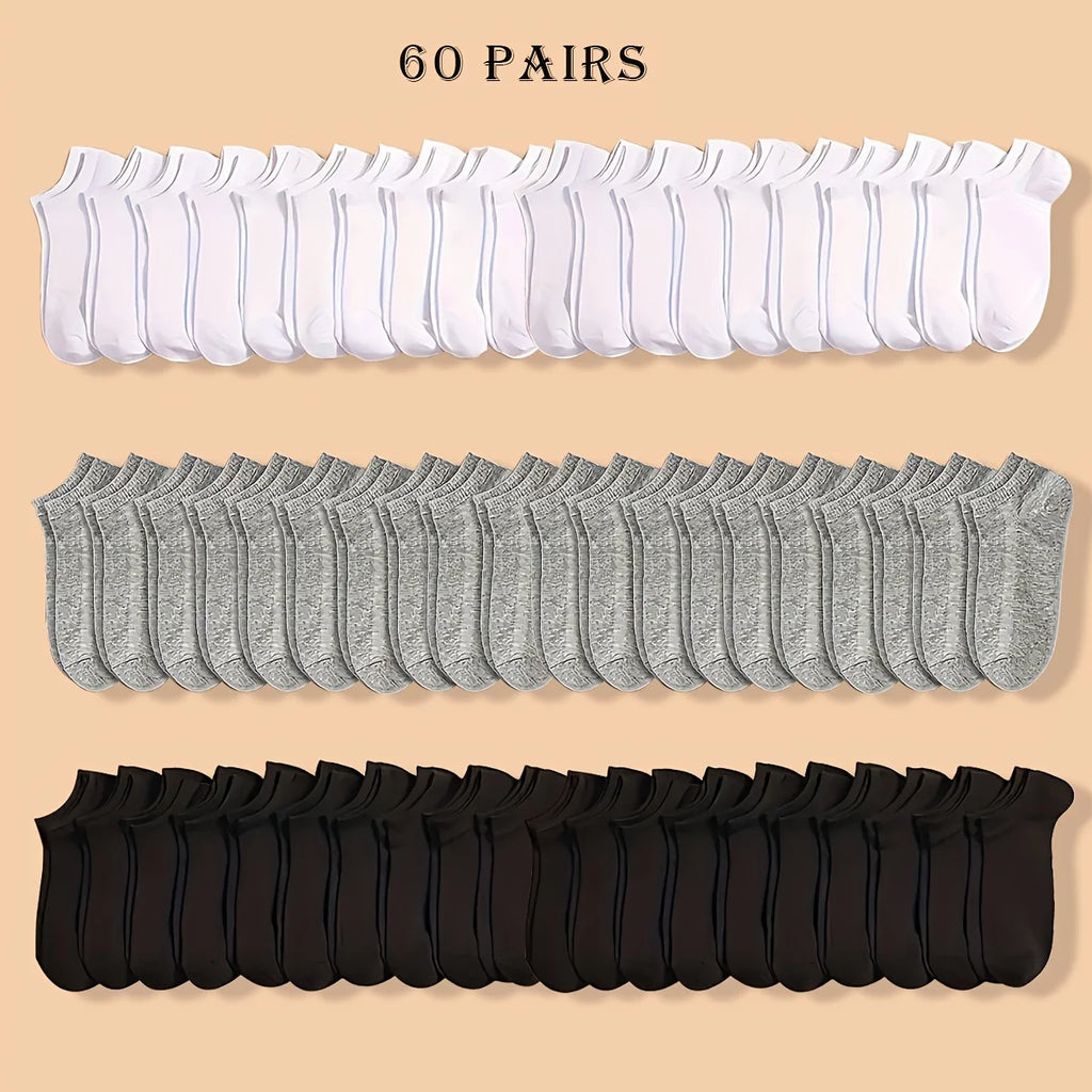 10/20/30/40/60 Pairs Of Unisex Solid Color Socks Comfy Breathable Soft Sweat Absorbent Socks For Daily And Outdoor Wearing 2030
