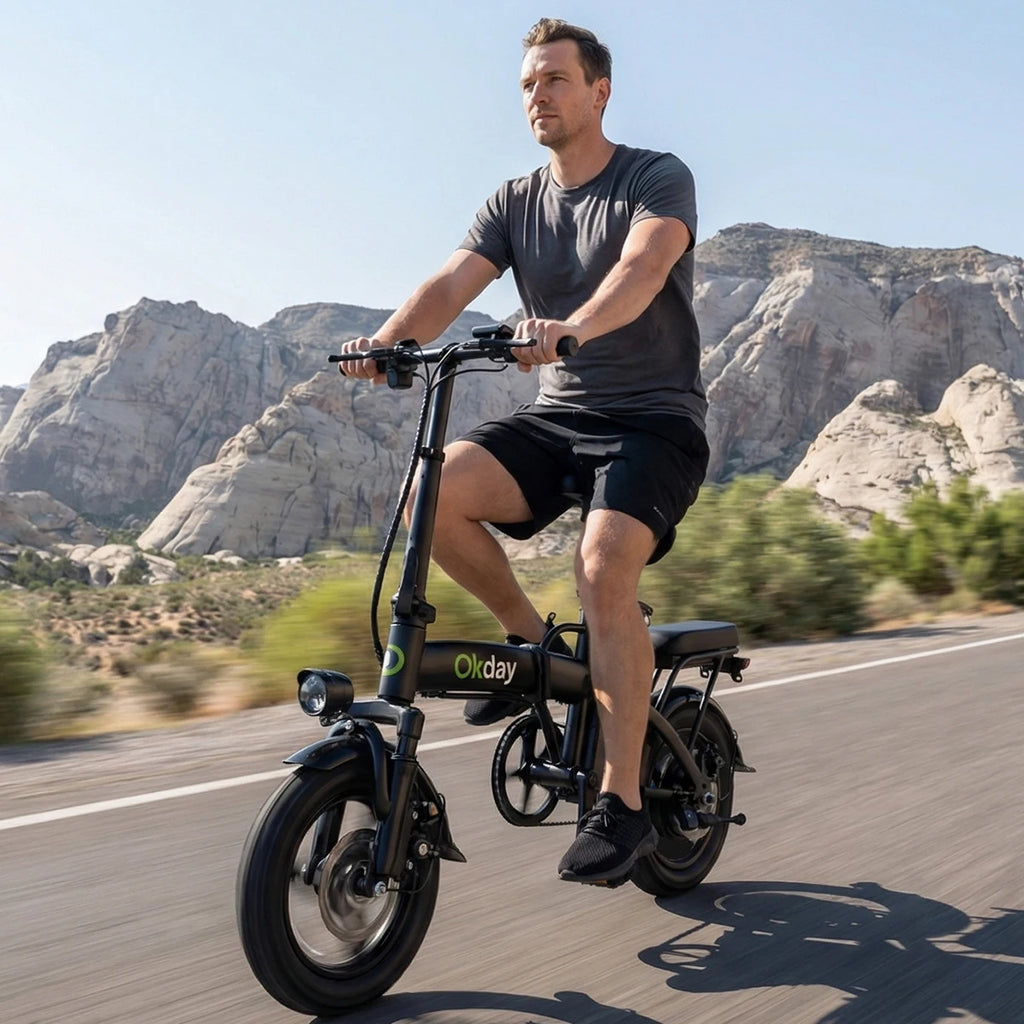 400W Foldable Electric Bike for Adults, 19 MPH, Long Range, 14" All-Terrain Tires, Dual Brakes,