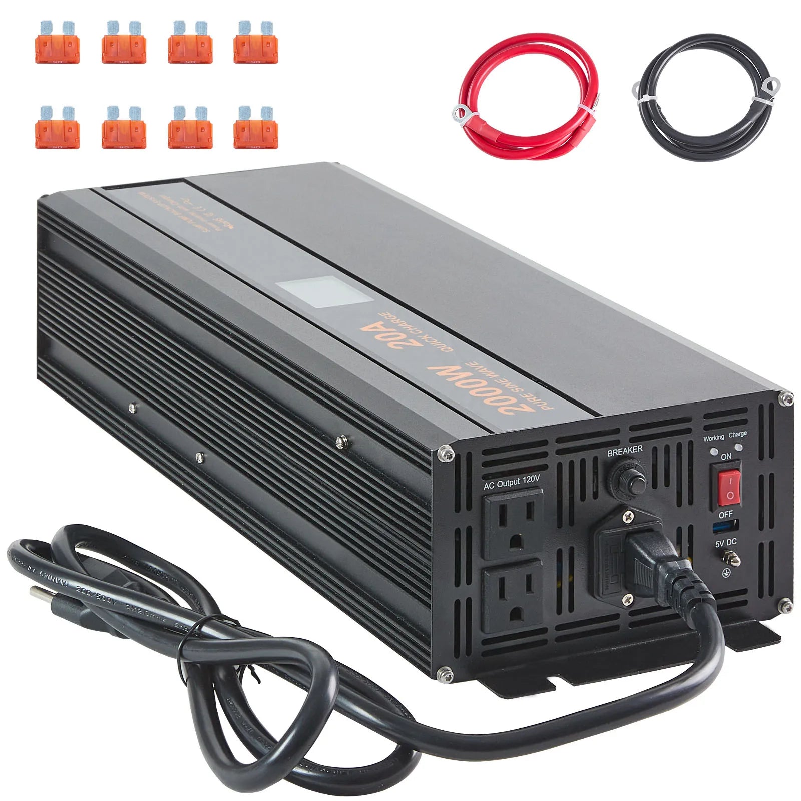 SucceBuy 2000W/2500W  Battery Backup System LCD Display Auto Switches to Battery Inverter Power for Emergency Power Use