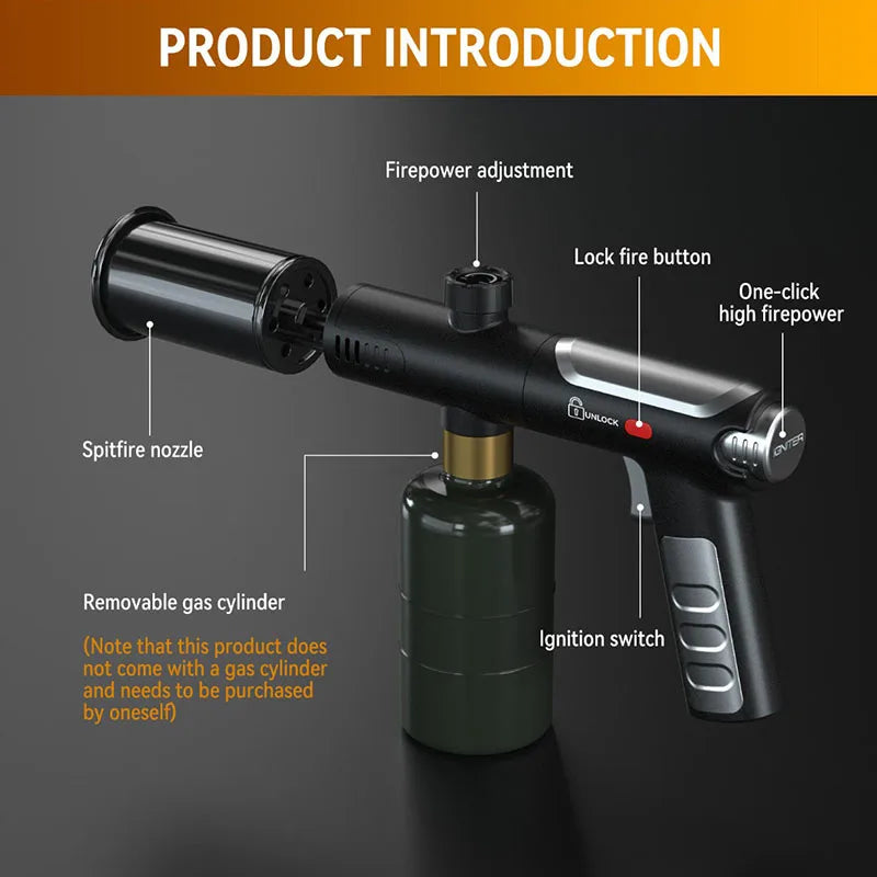 Propane Torch High Heat Torch Gun with Adjustable Flame Safety Lock for BBQ Grilling Charcoal Outdoor camping firewood tools