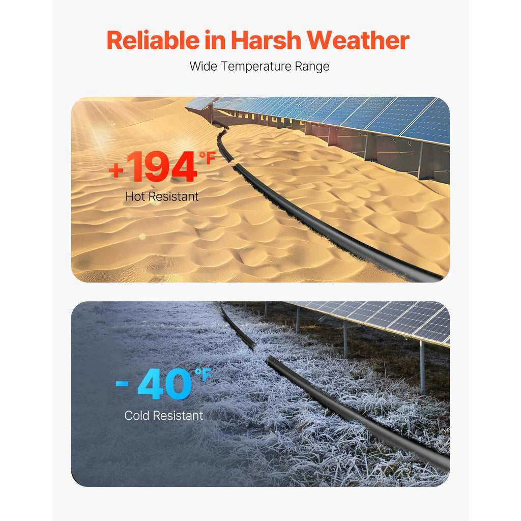 Solar Panel Extension Cable 20FT Black + 20FT Red / 30FT Black + 30FT Red / 50FT Black + 50FT Red / 100FT Black + 100FT Red 10AWG with Female & Male Waterproof Connectors 6mm² PV Cable for Home Ship