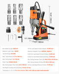 Magnetic Drill 1450W Motor Boring Diameter 2810 lbf Portable Electric Mag Drill Press Variable Speed Drilling Machine