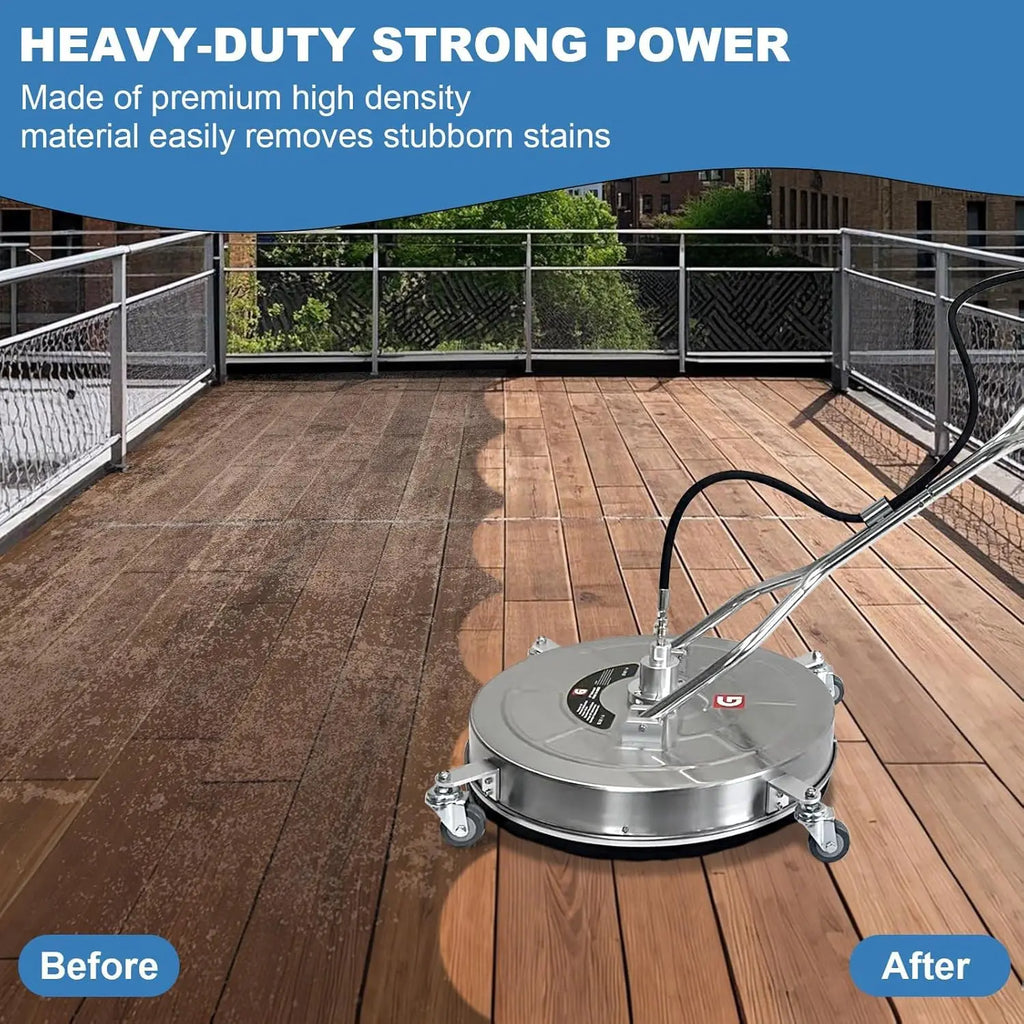 20" Pressure Power Washer Surface Cleaner 4600PSI with 4 Wheels & Dual Handles 3/8" Quick Connect for Concrete Driveway Sidewalk