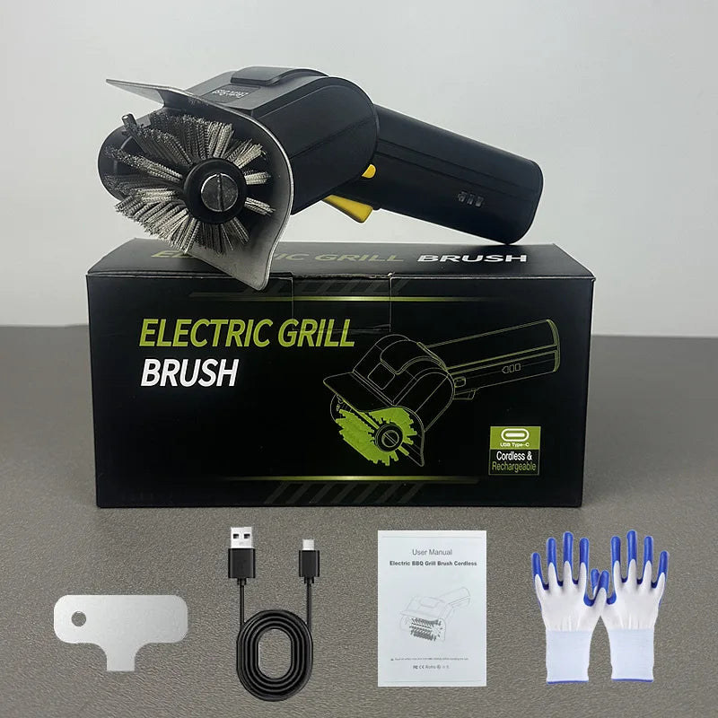 Cordless Electric Grill Brush Rechargeable BBQ  Cleaner Brush Heavy Duty Scrubbing Barbecue Grills