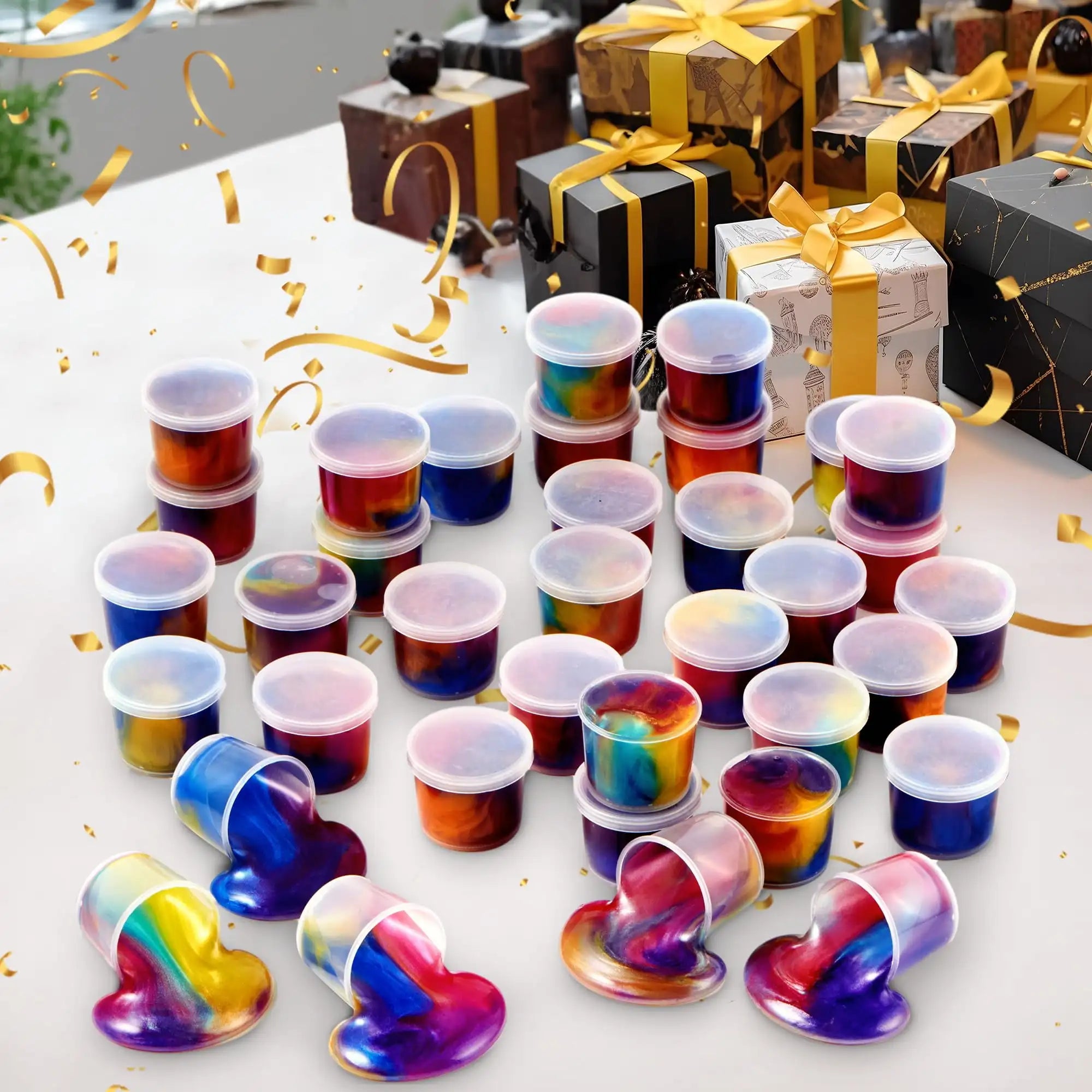 36 Pcs Galaxy Slime Cup Party Favors Stretchy Non-Sticky Safe for Classroom Reward Birthday Party Supplies