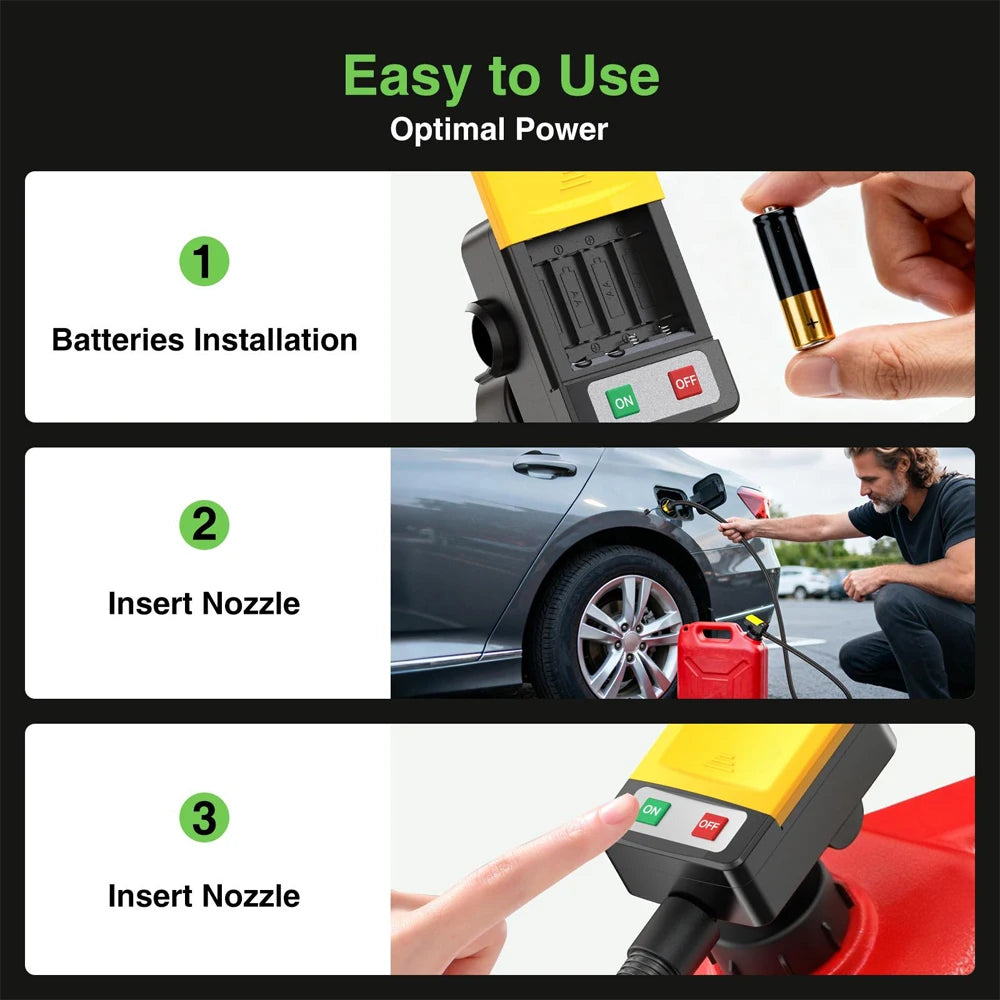 Electric Suction Fuel Pump Auto-stop Sensor Leak Protection 51"Hose Gasoline Diesel Electric Fuel Transfer Oil Pump