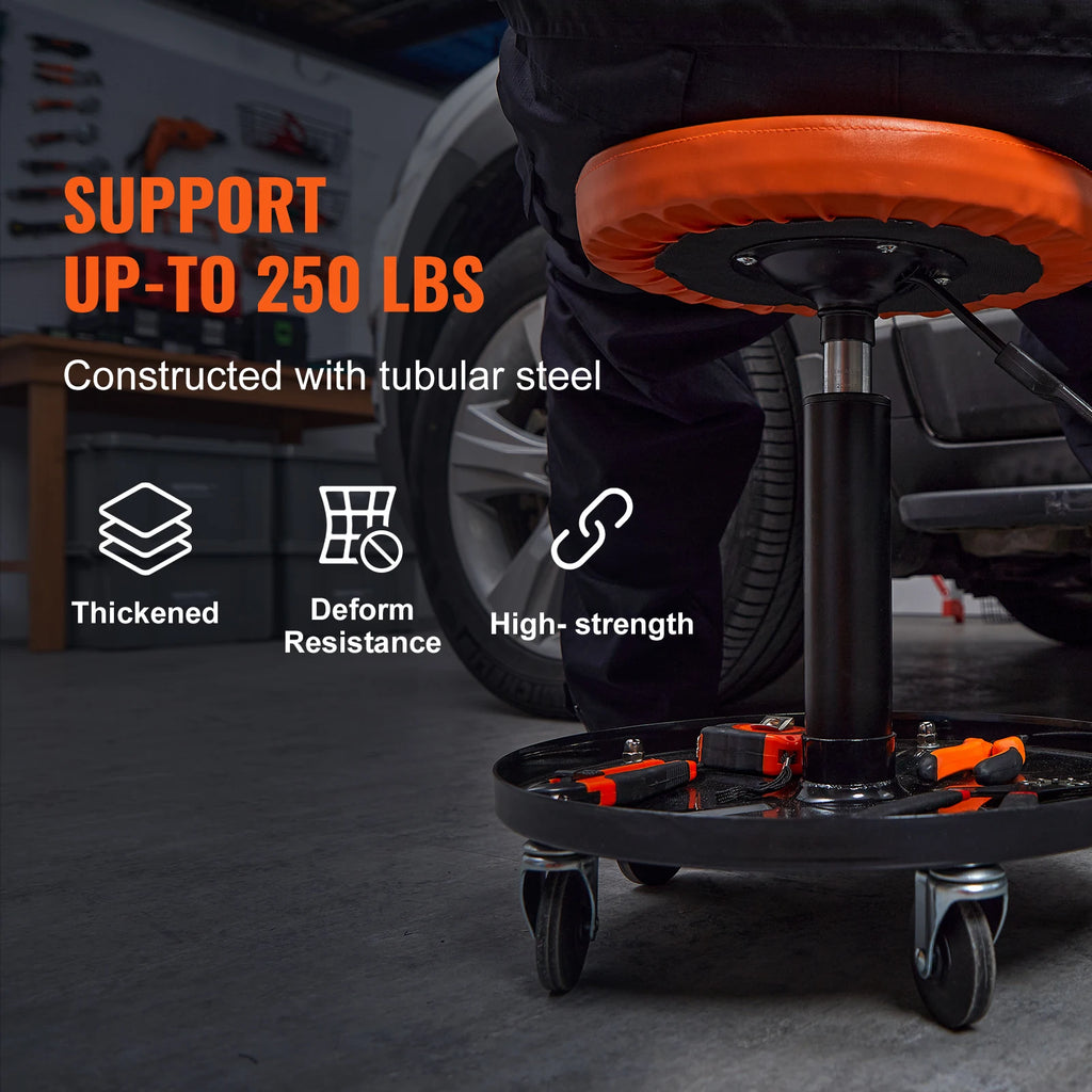 Mechanic Stool 250 LBS Rolling Pneumatic Creeper Garage/Shop Seat Padded Rolling Workshop Stool for Garage Auto Repair